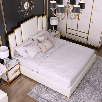 Китайский современный изготовленный на заказ двуспальная кровать экокожа