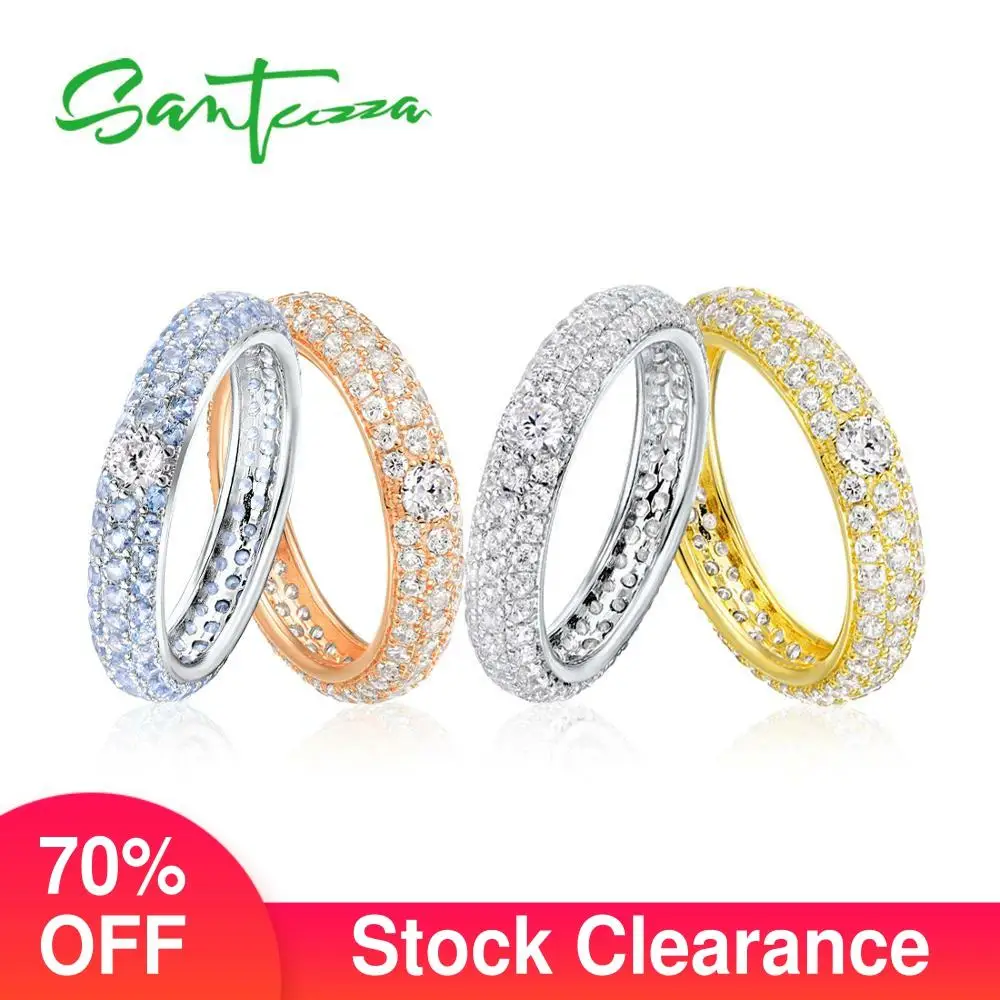 

SANTUZZA Silver Rings for Women Engagement Wedding Ring White Cubic Zirconia Eternity Ring 925 Sterling Silver Fashion Jewelry