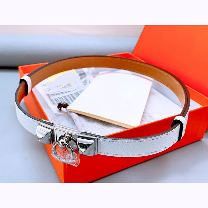 

2021 fashion Belt silver color stainless steel cowskin real leather belt for women free shipping 18mm