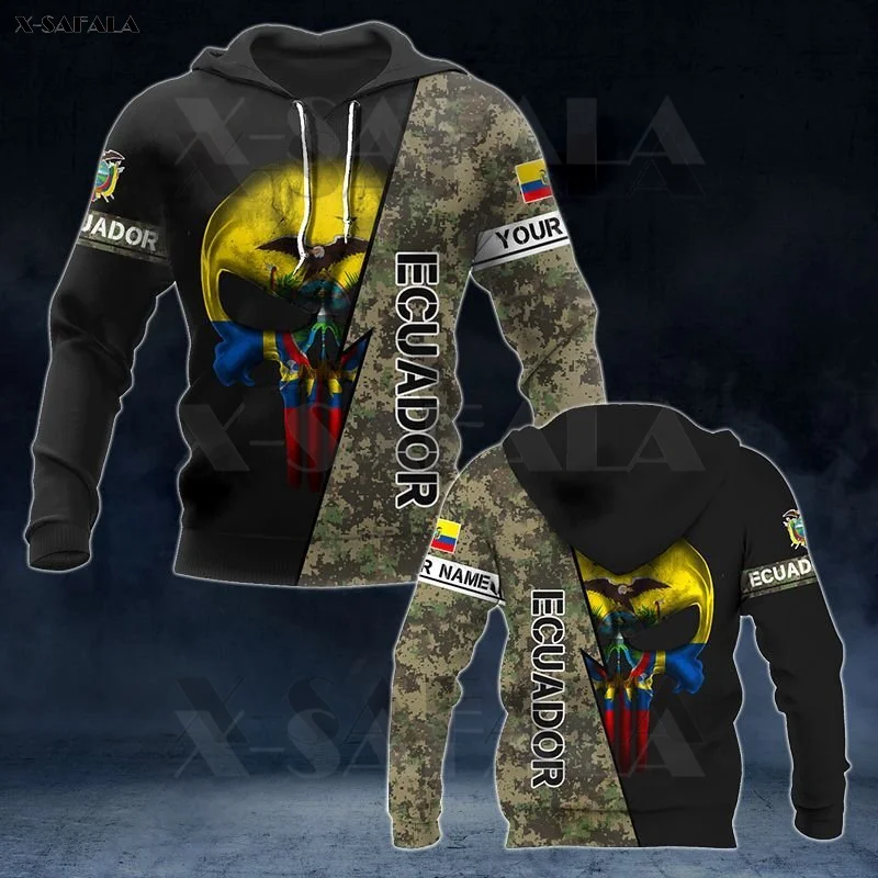 

ECUADOR Army Skull Camo Military 3D Printed Zipper Hoodie Man Military Pullover Sweatshirt Hooded Jacket Jersey Tracksuits