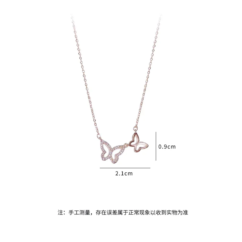 

BOTU Simplicity Copper Two Butterflies Pendants Necklace for Women's Personalized Golden Fashion Pendant Femme Bijoux