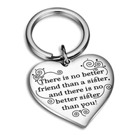 best friend sister love heart keychain fashion handbag pendant key holder charm cute car key ring for women gifts