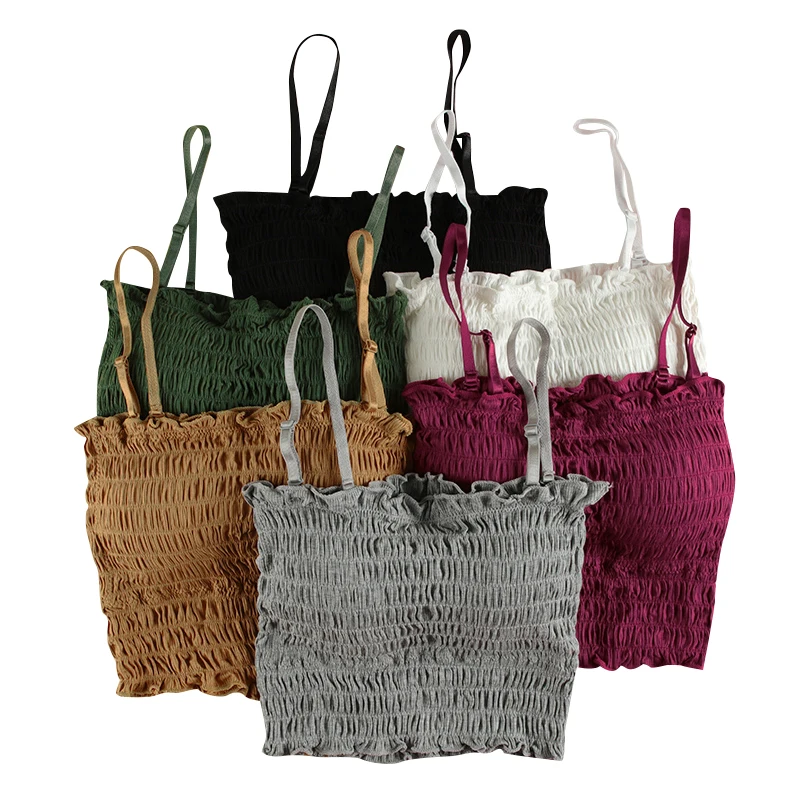 

SVOKOR Sexy Crop Tops Female Sleeveless Camisole Seamless Wireless Lingerie Push Up Bra Bandeau Top Tank