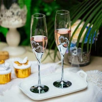 2pcsset gold crystal champagne glass wedding toasting flutes drink cup party marriage wine decoration cups for parties gift