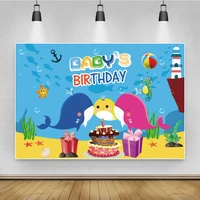 laeacco newborn babys birthday cartoon dolphin underwater world birthday party poster photo backdrop photography background