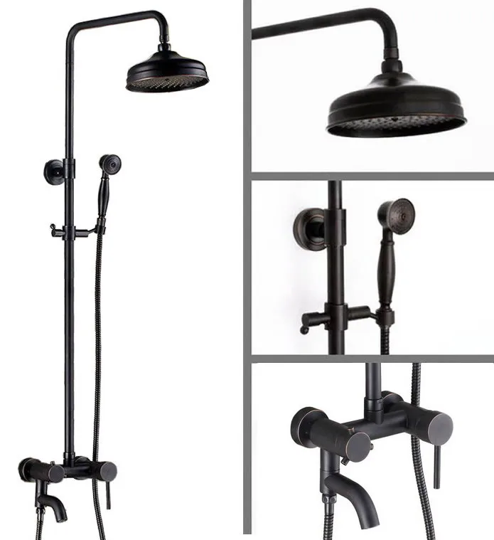 Латунный смеситель с одной ручкой и черным масляным покрытием для ванной комнаты