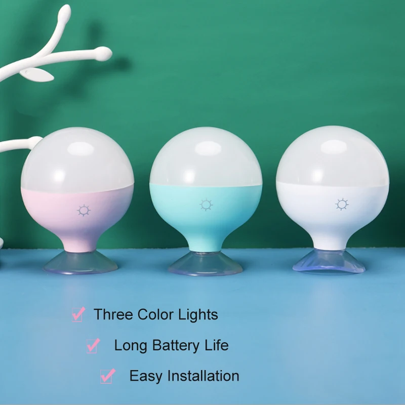 

3 Mode Colors LED Makeup Mirror Light Portable Touch Stepless Dimming Vanity Wall Sucker Lamp for Bathroom Dressing Table Travel