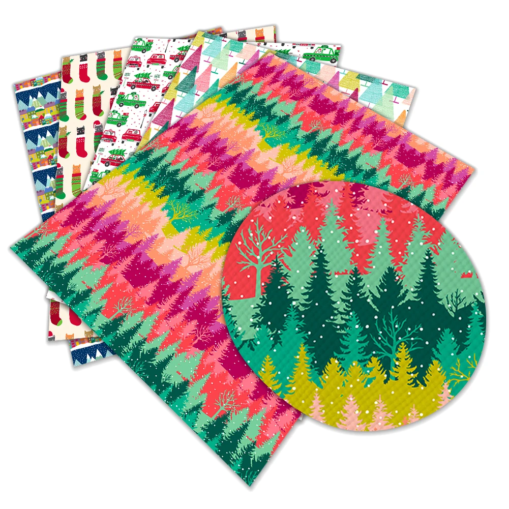 

Искусственная кожа с принтом рождественской елки 30*136 см для бантов