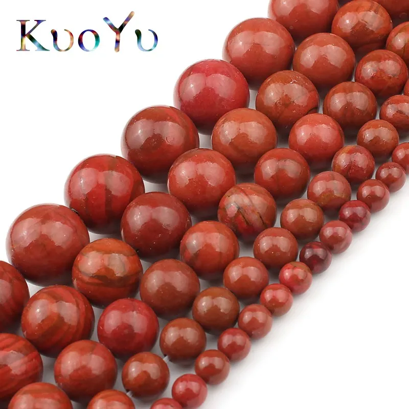 Бусины из натурального камня красные яшмы круглые свободные бусины-разделители