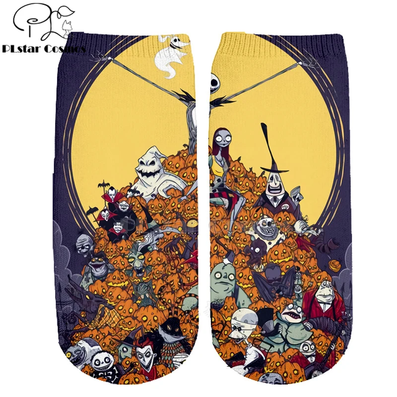 Хлопковые носки PLstar Cosmos nightster before christmas jack skellington разноцветные брендовые теплые короткие носки Хэллоуин-3