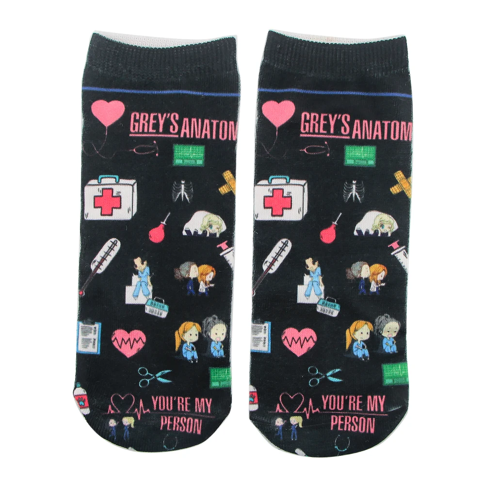 K2914 New Gray Anatomy TV Show Cartoon Cute Fashion Socks Happy Gifts for Men Socks Crew Casual Happy Women sock