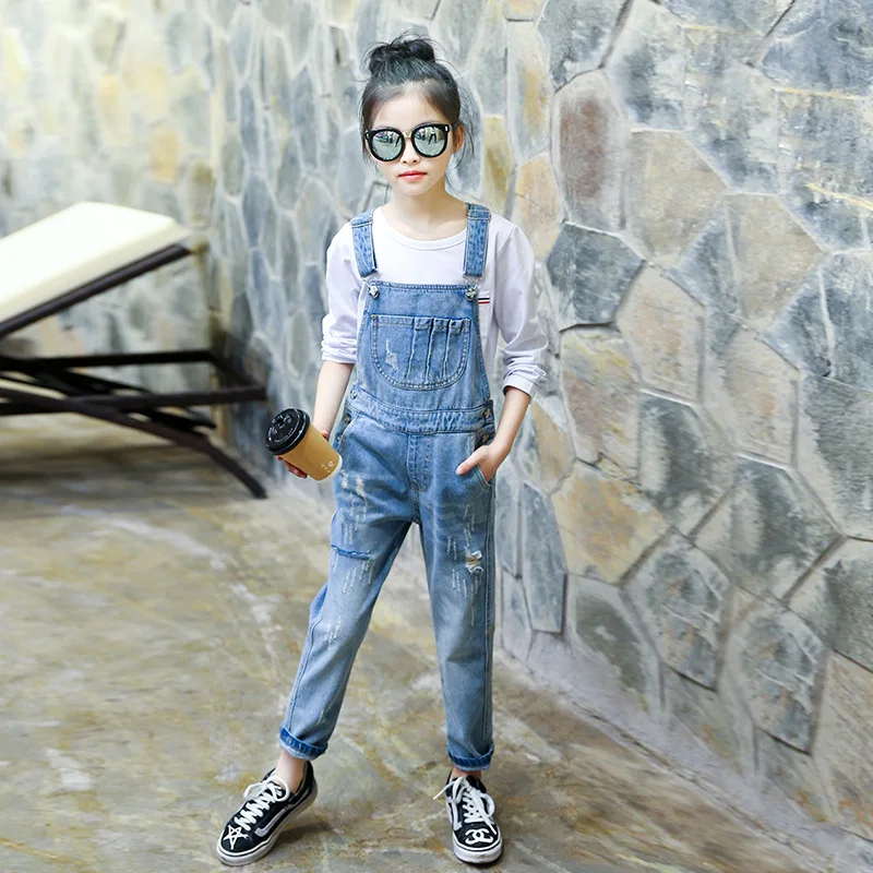 Демисезонные рваные джинсы с дырками для девочек детская одежда детский