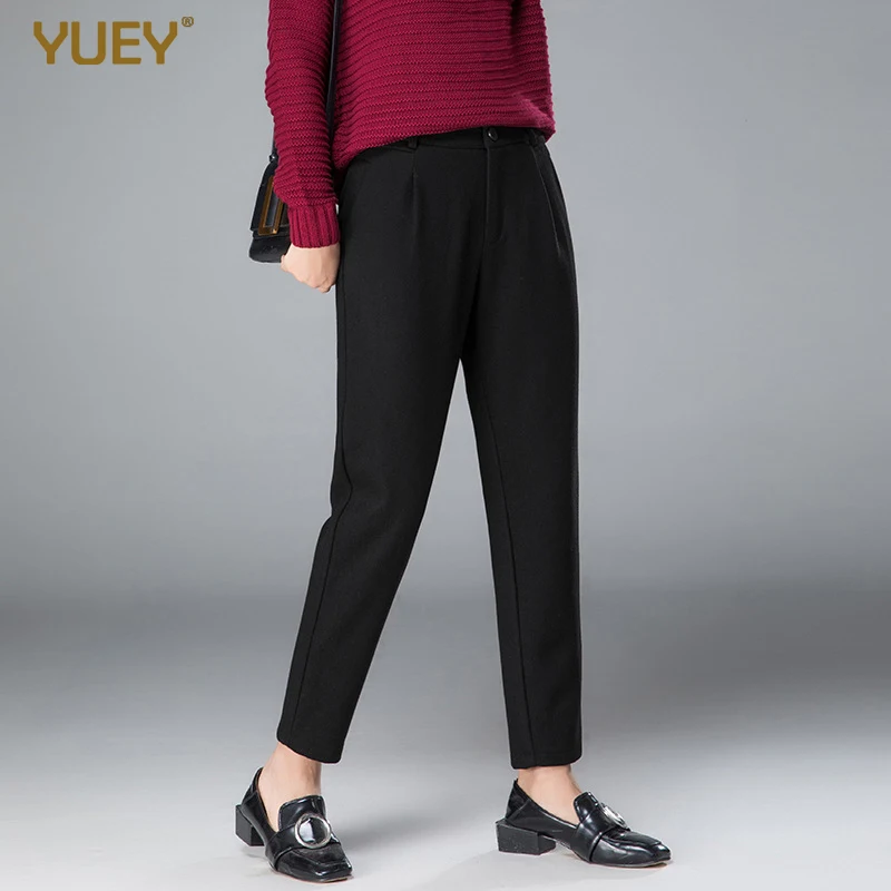 Женские шерстяные штаны шаровары облегающие длиной до щиколотки повседневные