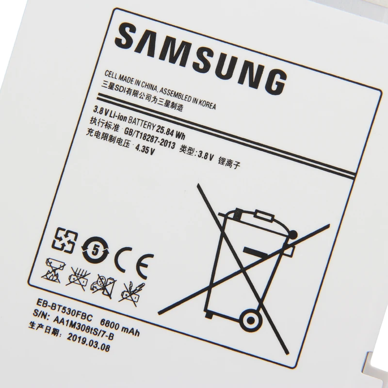 Оригинальный Samsung Tablet батарея EB-BT530FBU EB-BT530FBC для GALAXY Tab4 Tab 4 SM-T530 T531 T535 T537 T533 6800 мА-ч |