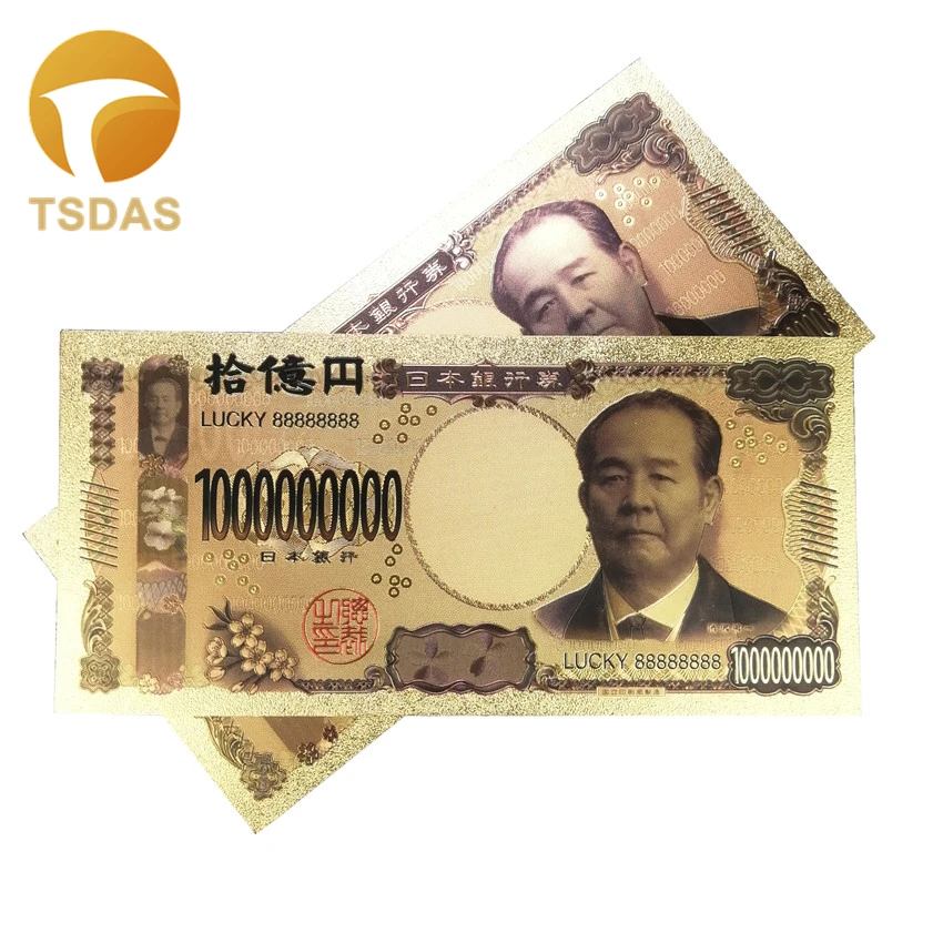 24K позолоченные 1 миллиард иен Золотая фольга банкноты японские цветные