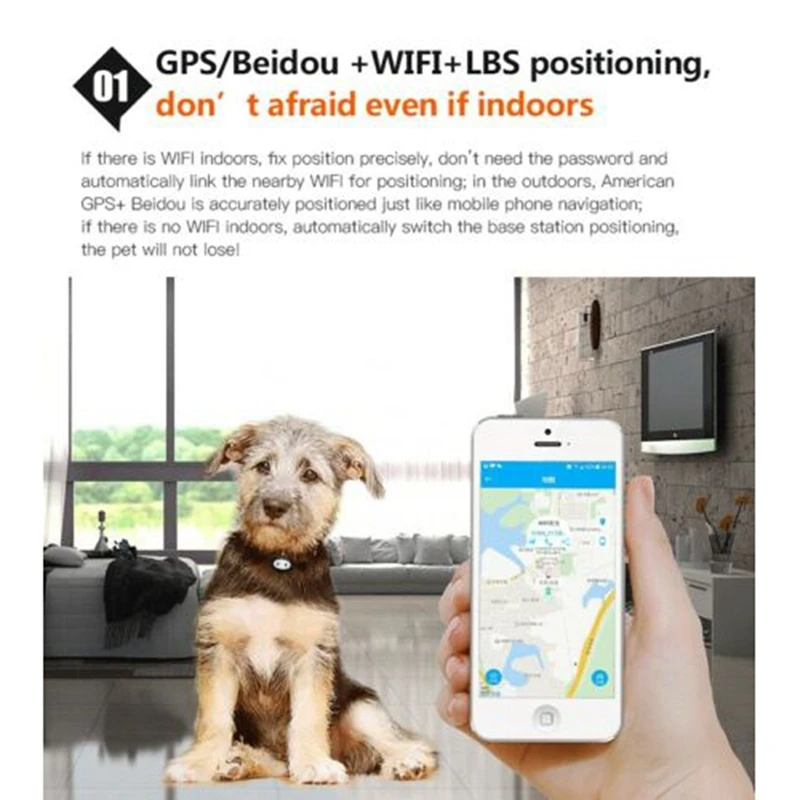 

NEW Pet Waterproof GPS+LBS Positioning Mini Locator Tracking Battery IP67 Pet tracker Anti-lost locator for cats and dogs