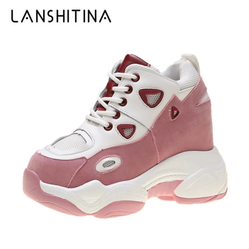 Новинка 2020 года Женская повседневная обувь на платформе Дышащая кожаная