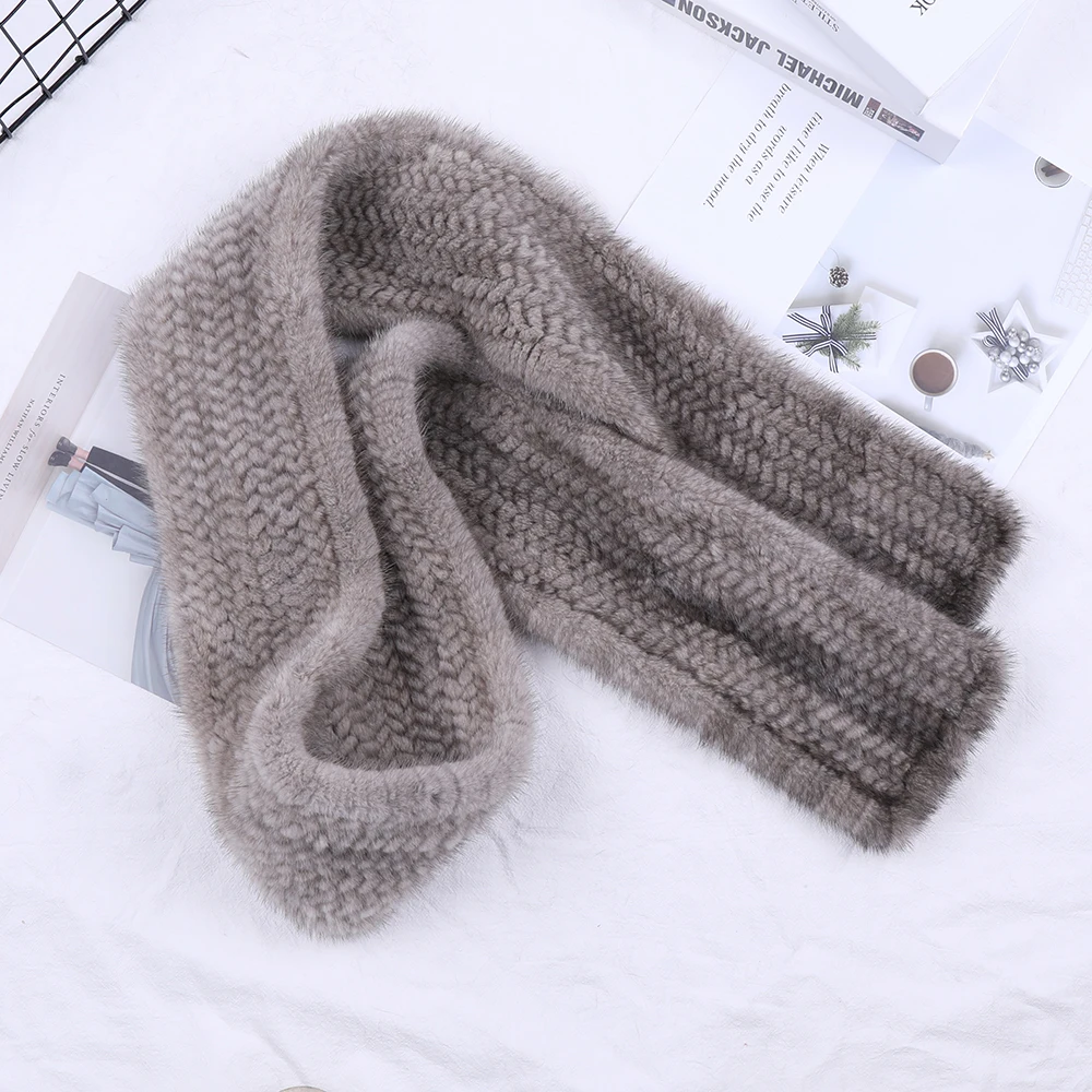 Новое поступление 2020 женский шарф унисекс из натурального меха норки ручной