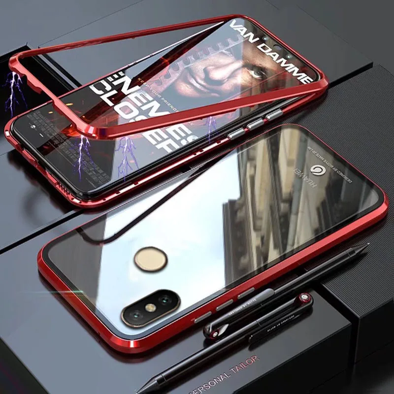 Чехол YonLinTan Coque для Xiaomi Redmi Note 6 Pro 6pro Note6 Металлическая магнитная рамка из закаленного стекла жесткий чехол для телефона