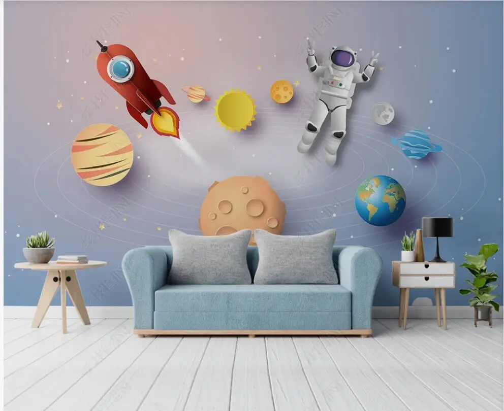 

3d photo wallpaper custom mural Hand drawn space galaxy rocket children's room home decor Wallpaper for walls in rolls