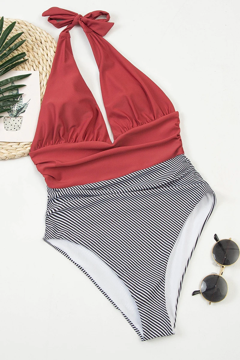 Купальник с высоким вырезом слитный купальный костюм большого размера для