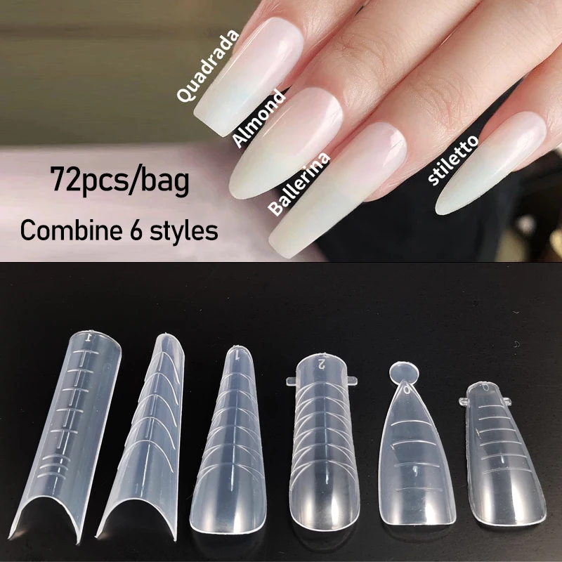 

72pcs Plastic Nail Form Curve False Tips Dual Form For UV Gel Extension Mold Acrylic Manicure Tool System