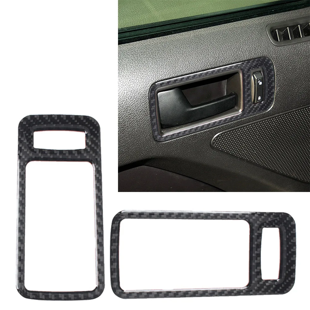 ABS 2Pcs Car Interior Door Handle Bowl Trim Cover For Ford Mustang 2009 2010 2011 2012 2013 Carbon Fiber Styling