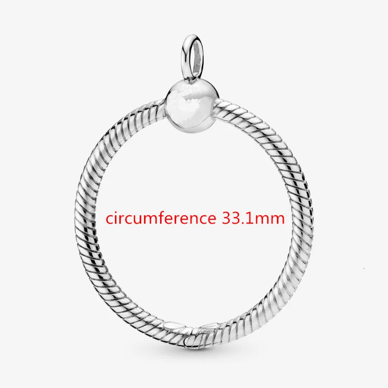 33.1mm Новинка, подлинное 925 пробы Серебряное ожерелье с О-образным вырезом, подвесное ожерелье Pandora, подвесное украшение из бисера, сделай сам, ювелирное изделие для женщин - Окраска металла: 33.1mm