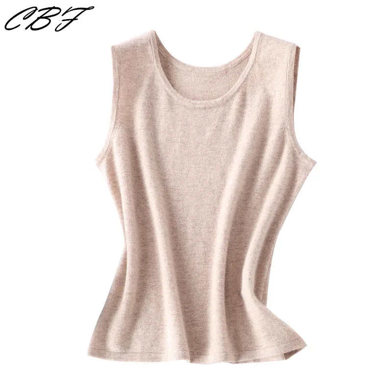 Весенний Новый стильный женский Трикотажный жилет из чистого кашемира с круглым