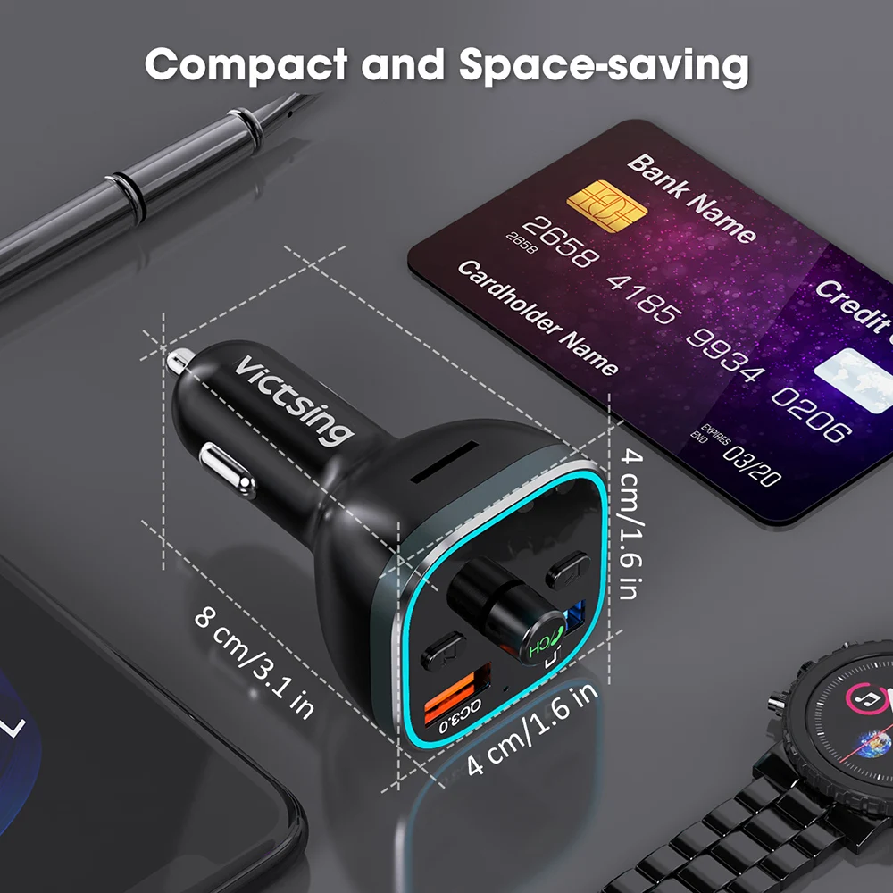 victsing bh378 bluetooth fm transmitter for car hi fi wireless radio adapter with rgb light qc3 0 quick charge handsfree calling free global shipping