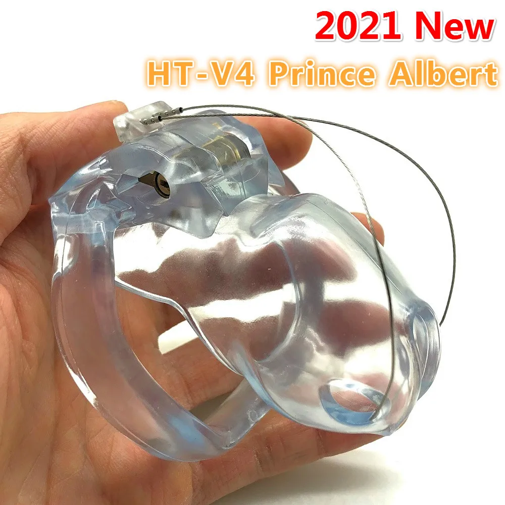 

2021 New Resin Male Chastity Device HT V4 Prince Albert PA Puncture Cock Cage With Penis Ring Bondage Belt Fetish Adult Sex Toys
