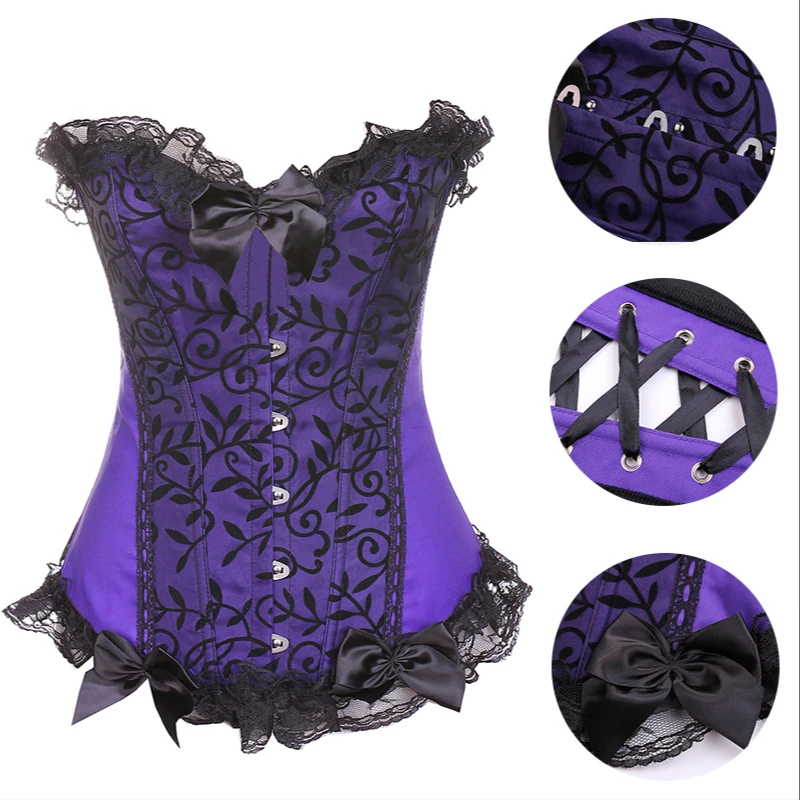 

Sexy Women Bustier Lace Up Corset Top Corset Boned Waist Trainer Lingerie Overbust Corsets Vintage Body Shaper Plus Size