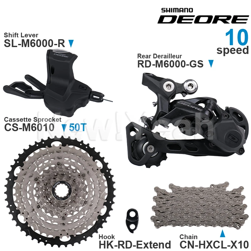 SHIMANO DEORE 10 Speed Groupset M6000 Shifter Rear derailleur and High Quality Cassette Sprocket 42T/46T/50T Chain - купить по