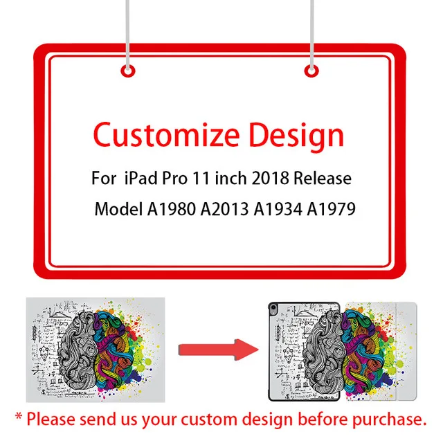 Custom Design MTT тонкий смарт-чехол из искусственной кожи для iPad Pro, 11 дюймов,, откидной трехслойный чехол-подставка для планшета, модель A80, A2013, A1934, a1989 - Цвет: Custom Design