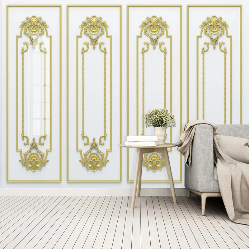 Индивидуальная настенная живопись 3D рельефная штукатурка Золотая решетка