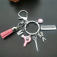 a z hairstyle gift strap tassel keychain retro jewelry mini hair clipper hair dryer comb keychain