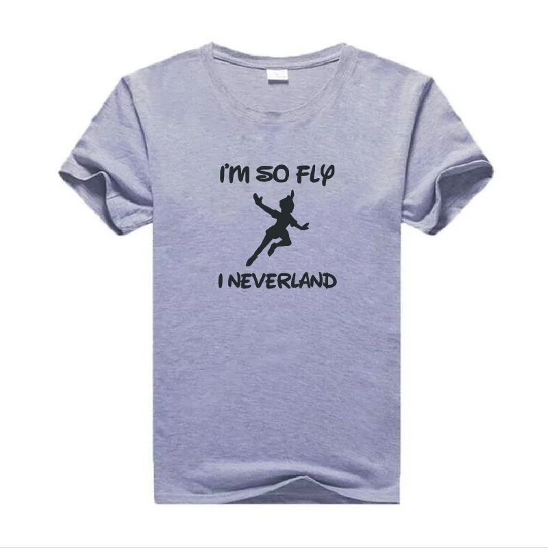 С надписью I'm so fly я neverland Печатный Женская футболка Повседневная Harajuku хлопковая