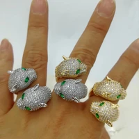 luxury punk style wolf head rings for women girl party show high quality cubic zircon dubai punk bridal finger rings