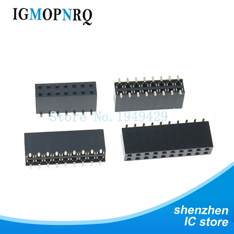 

10PCS SMT 2.54mm 2.54 Double Row Female Breakaway PCB Board Pin Header socket Connector Pinheader 2*5 2*10 2*12 2*15 2*20 2* SMD