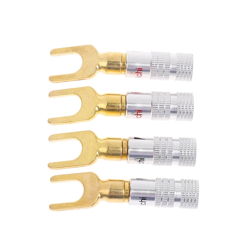 4 шт. Позолоченные Y U-образные банановые штекеры для аудио динамика вилка лопатка