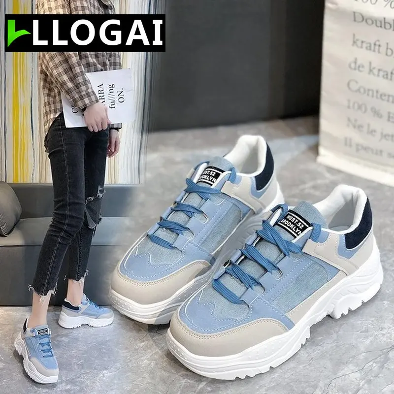 

Кроссовки женские спортивные LLOGAI, дышащие, на толстой подошве