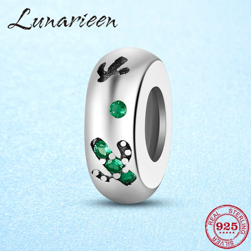 Бусины из серебра 925 пробы с зеленым кубическим цирконием | Украшения и