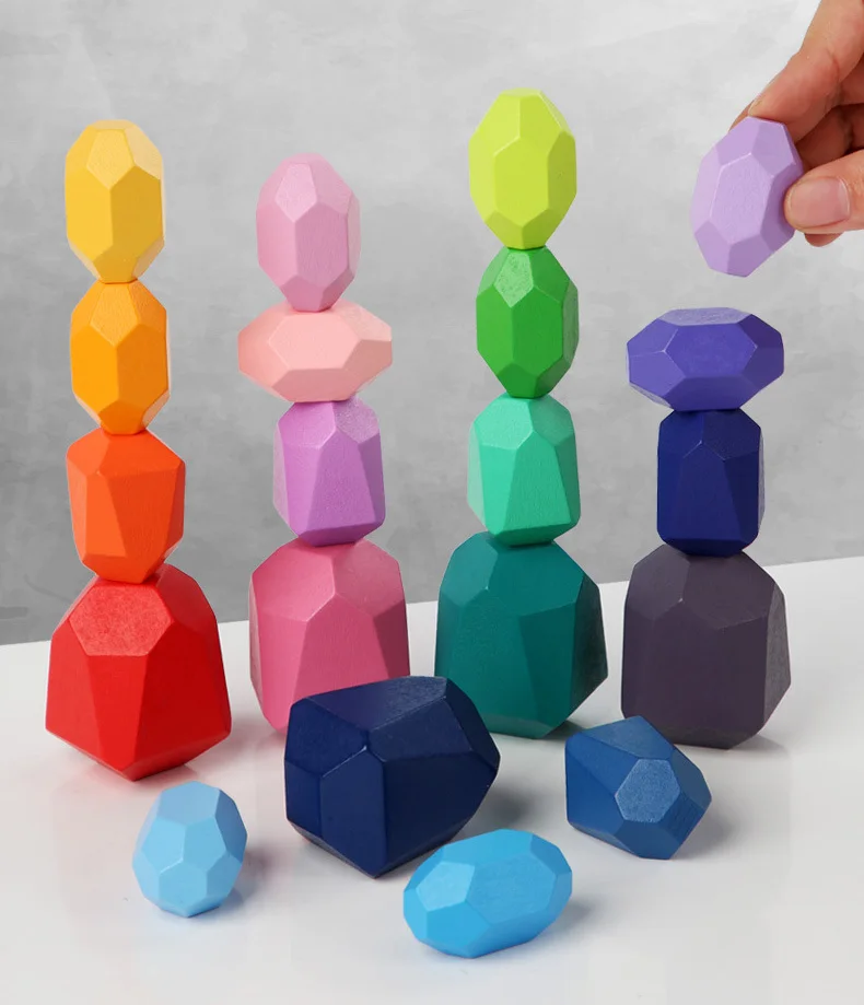 Детский деревянный цветной камень Jenga строительный блок развивающая игрушка