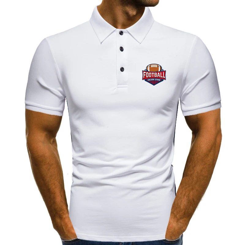 Dingshite Cotton Polo Shirts for Men Oversized Summer Short Sleeve Fashion Casual Football Logo Printed Tops T Shirt . | Мужская одежда