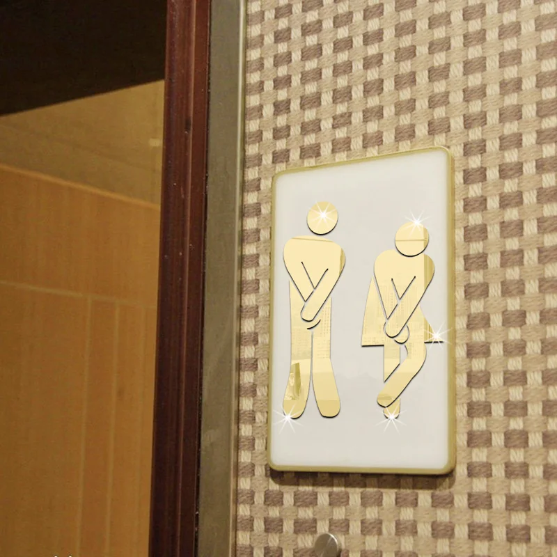17 см 3D DIY наклейки для туалета дверь WC вход знак зеркало наклейка Съемная мужчин и