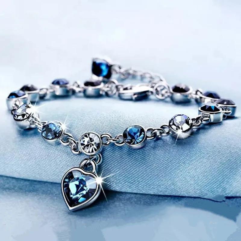 

100% 925 Sterling Silver Natural Sapphire Bracelet for Women Silver 925 Jewelry Pulseira Feminina Kehribar Bizuteria Bracelets