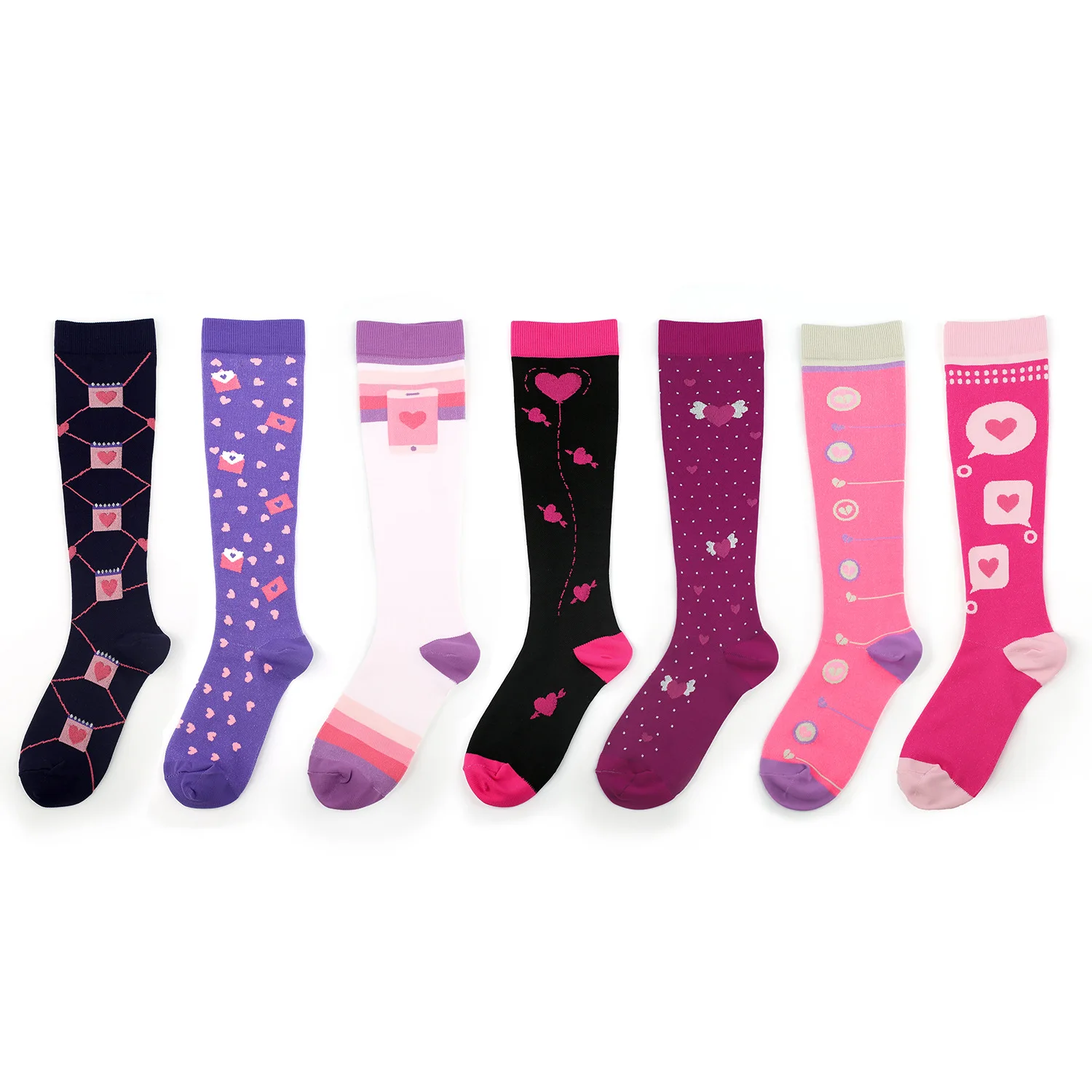 Wholesale Compression Stockings 6 Pairs Per Set Cartoon Love Men and Women Outdoor Sports Compression Socks Medias De Compresion