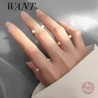 WANTME S925 серебро корейская мода 3 мм4 мм жемчуг улыбка открытый палец кольцо для женщин богемный шик вечерние ювелирные изделия из стерлингового серебра