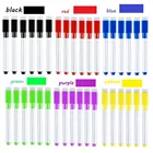 Маркеры для белой доски, 6 шт., стираемые тонкие перьевые ручки с ластиком, магнитные маркеры для письма, черные, синие, красные, фиолетовые