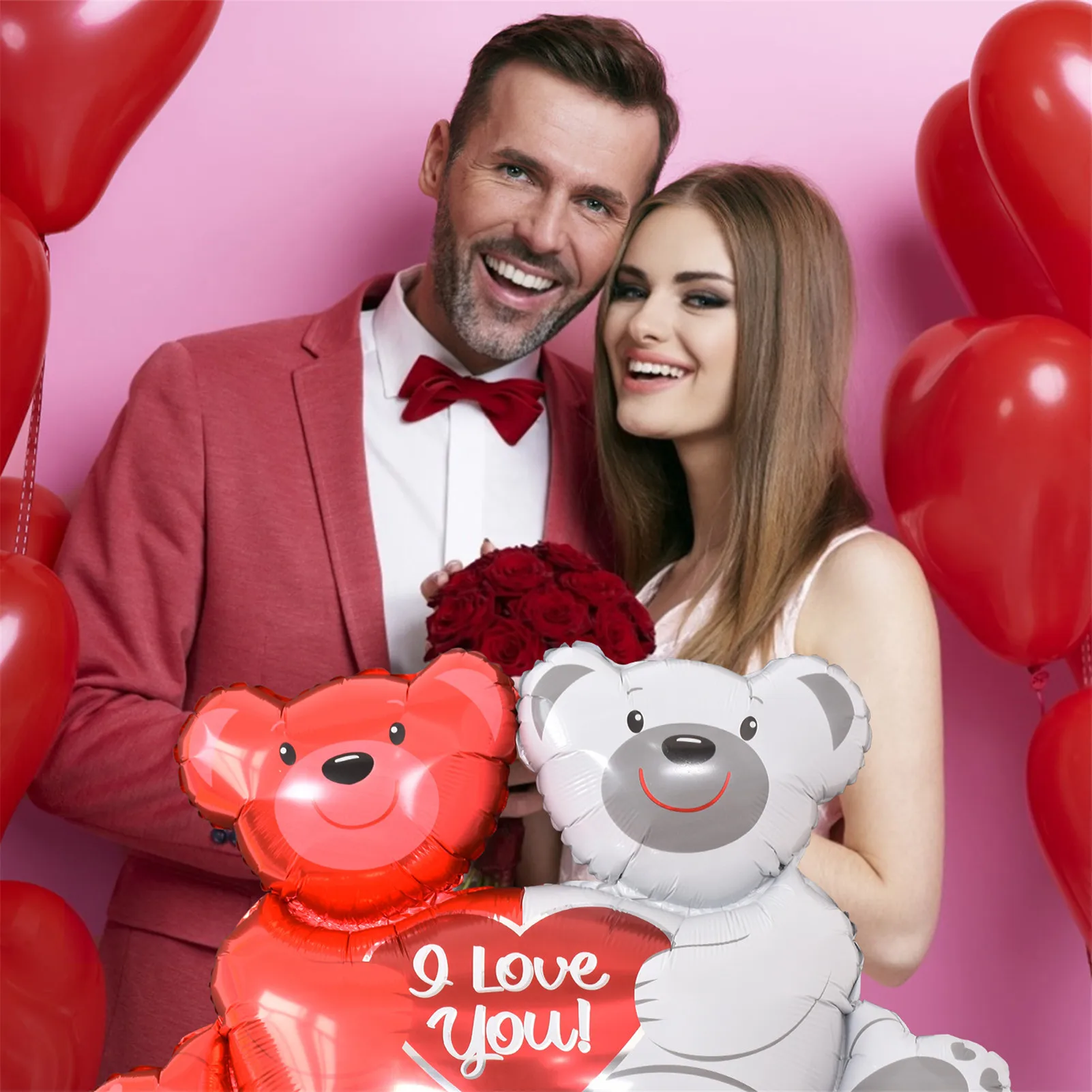 

Romantic Anniversary Wedding i Love You Balloons Set Heart Confetti Ballons Valentine Day Decorations For Party Love Red Baloon